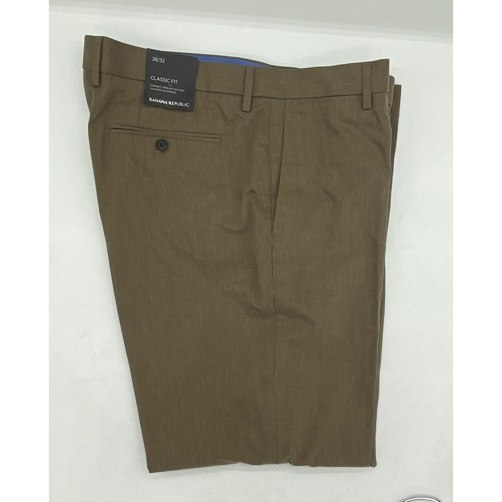 Banana Republic Classic Fit Mens Khaki Brown Cotton Trousers 38x32 429733-01-1